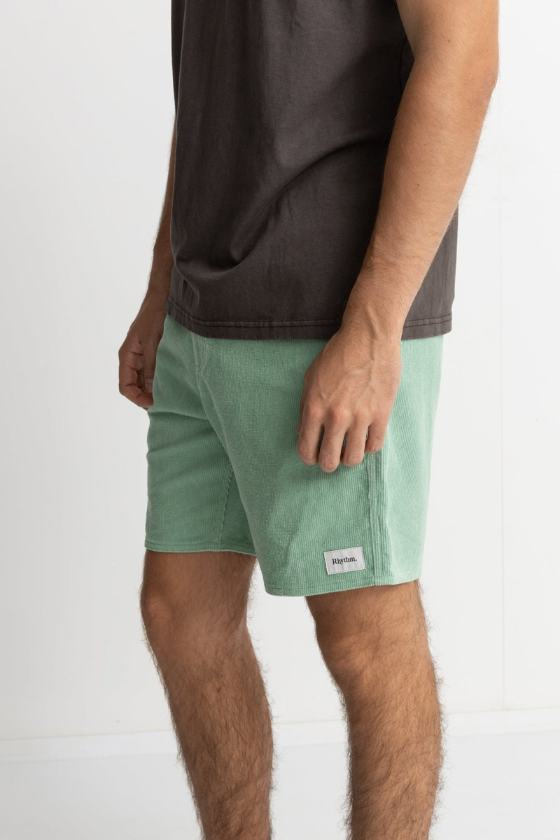 Rhythm Classic Cord Jam Sea Green - Mens Green Corduroy Shorts-1