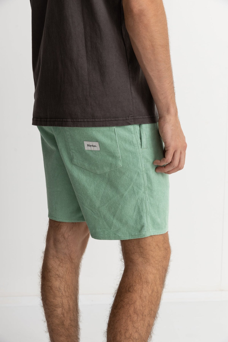 Rhythm Classic Cord Jam Sea Green - Mens Green Corduroy Shorts-2