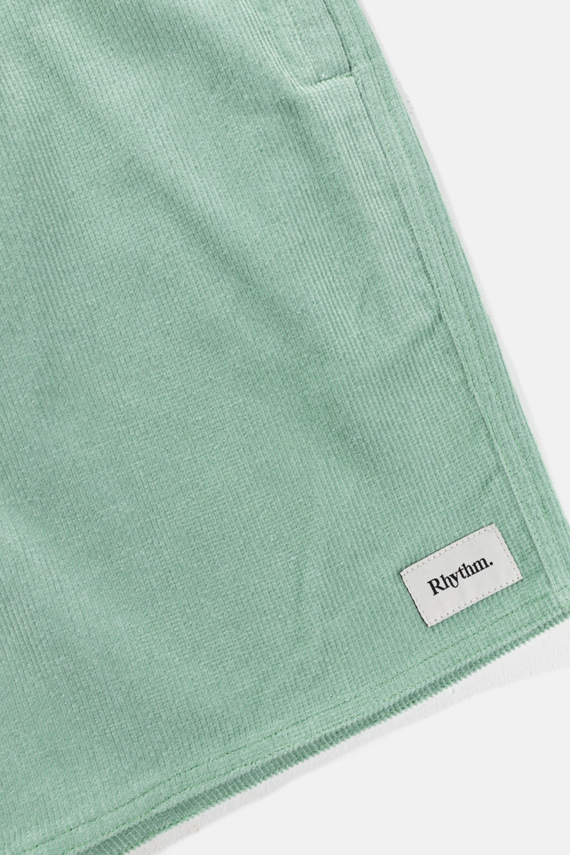 Rhythm Classic Cord Jam Sea Green - Mens Green Corduroy Shorts-4