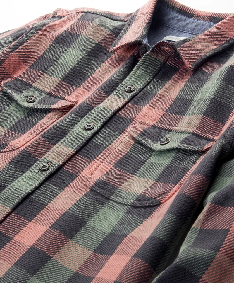 Outerknown Blanket Shirt Astrodust Balboa Check - Mens Pink-1