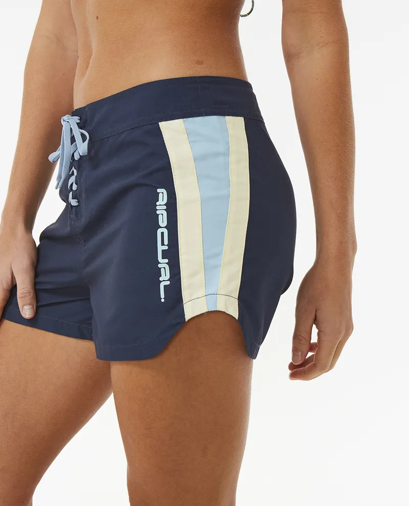 Rip Curl Block Party Hi Waist Boardshorts Navy - Womens Blue Shorts-1