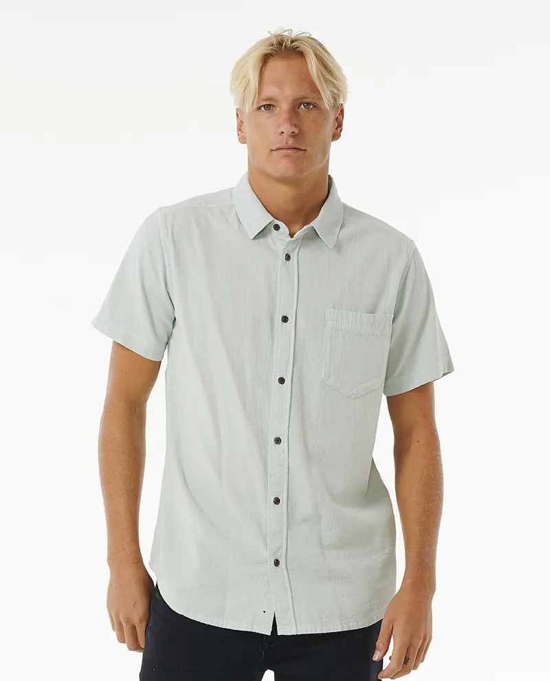 Rip Curl Washed Short Sleeve Shirt Mint - Mens Green Shirt