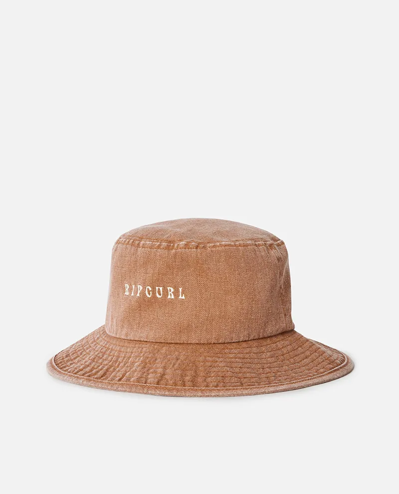 Rip Curl Washed UPF Mid Brim Hat Washed Brown - Womens Bucket Hat-1