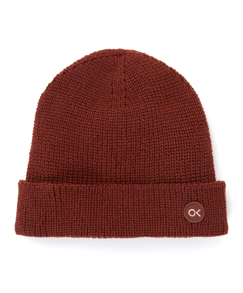 Outerknown Ok Dot Short Beanie Sienna - Unisex Red Knitted Hat