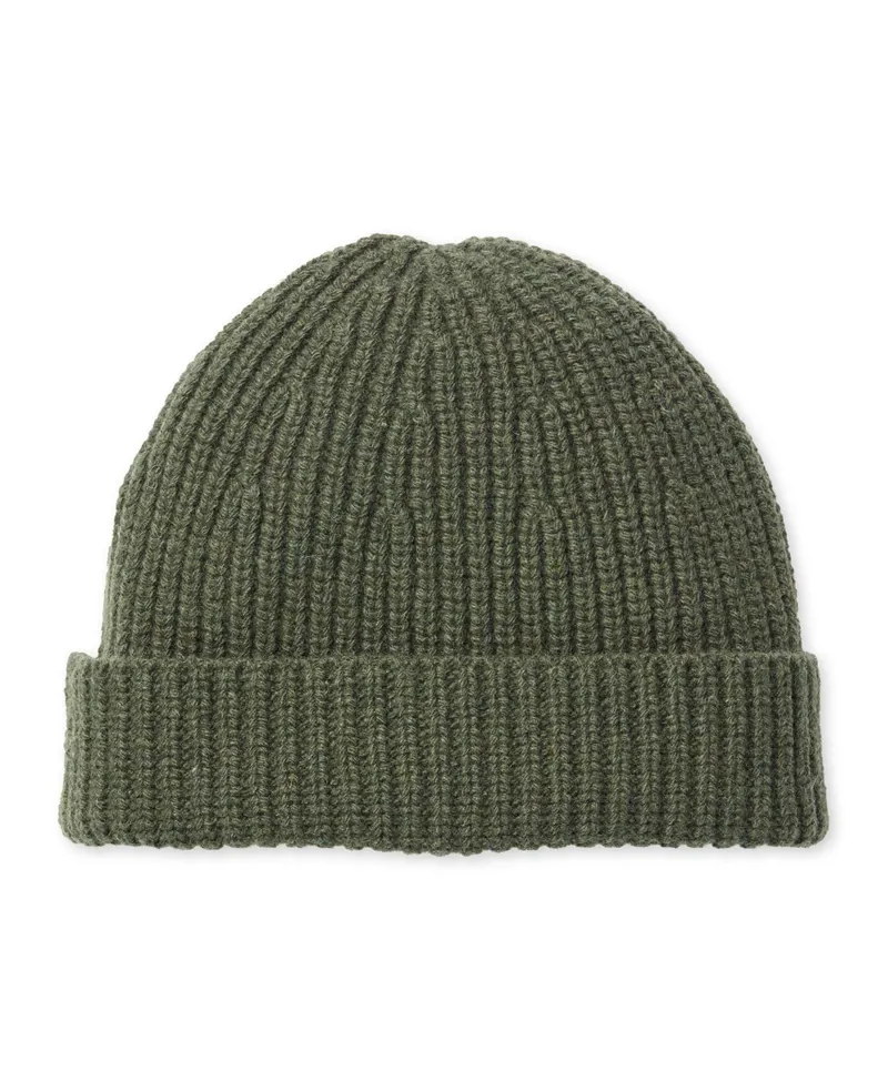 Outerknown Reimagine Cashmere Beanie Olive - Unisex Green Knitted Hat