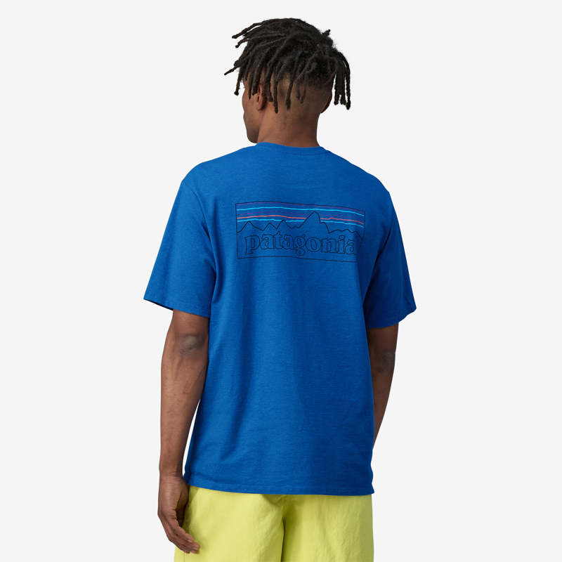 Patagonia P-6 Logo Responsibili-Tee Outline: Vessel Blue - Mens T-Shirt-3