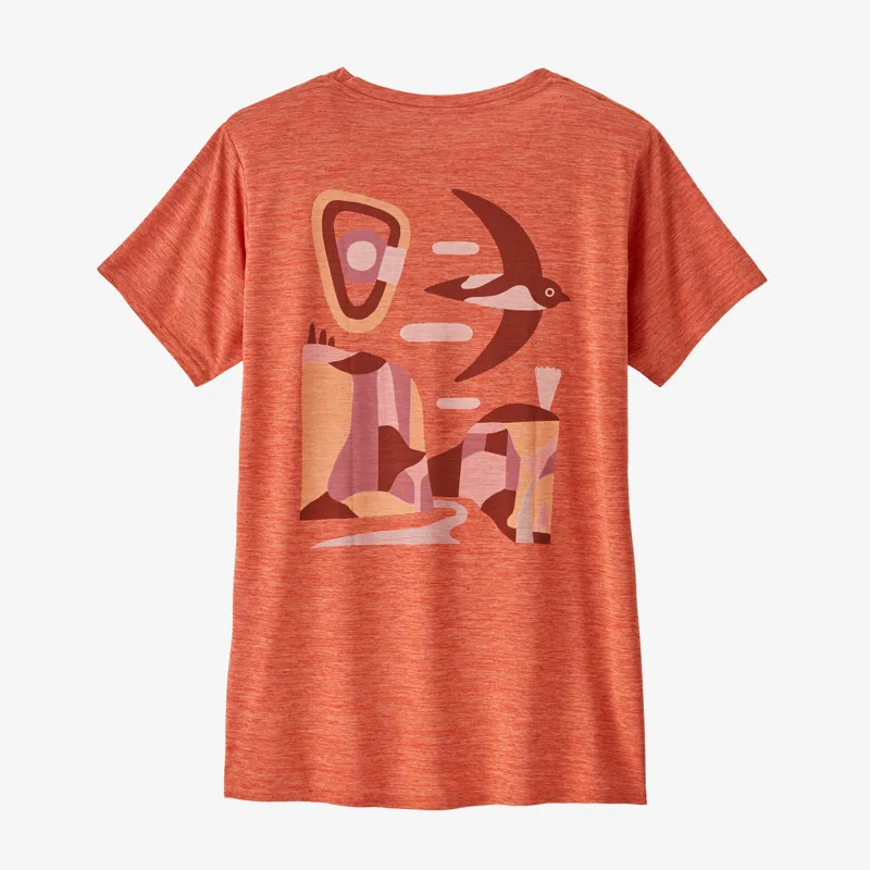 Patagonia Cap Cool Daily Graphic Shirt Lands Granite Swift Pimento Red X-Dye - Womens Red T-Shirt Tee