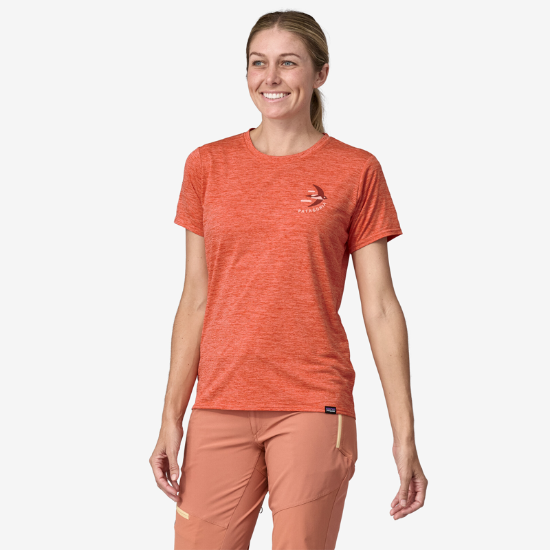 Patagonia Cap Cool Daily Graphic Shirt Lands Granite Swift Pimento Red X-Dye - Womens Red T-Shirt Tee-1