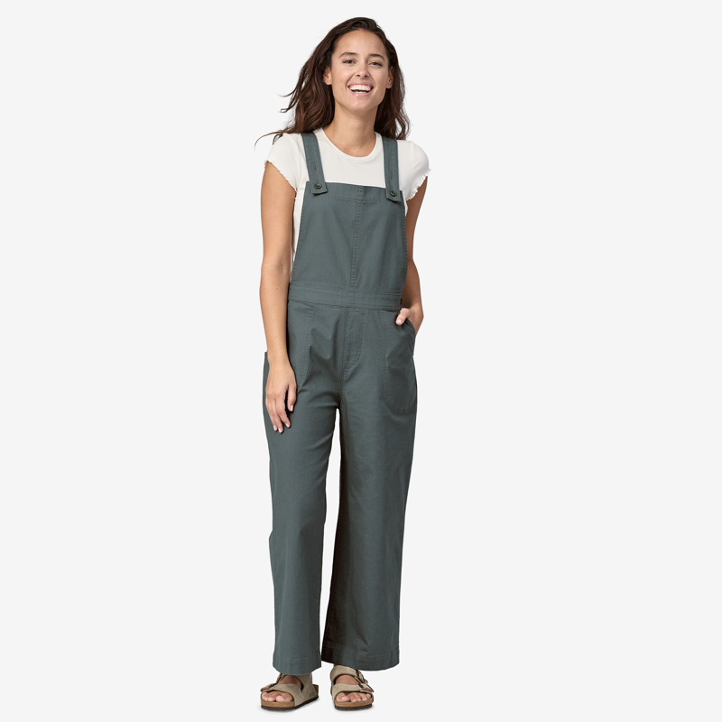 Patagonia Stand Up Cropped Overalls Nouveau Green - Womens Dungarees-2