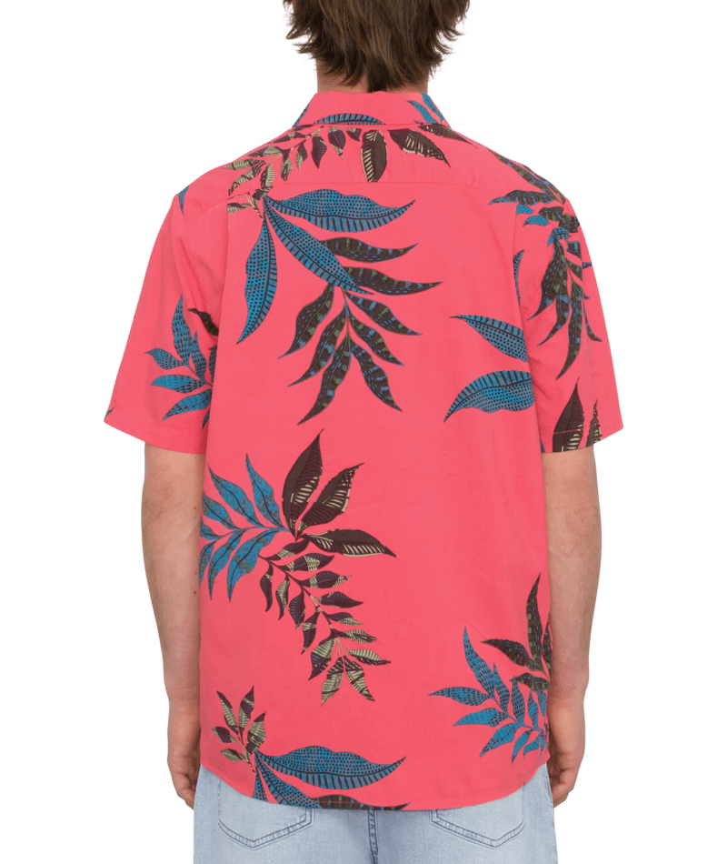 Volcom Paradiso Floral Short Sleeve Shirt Washed Ruby - Mens Red Shirt-2