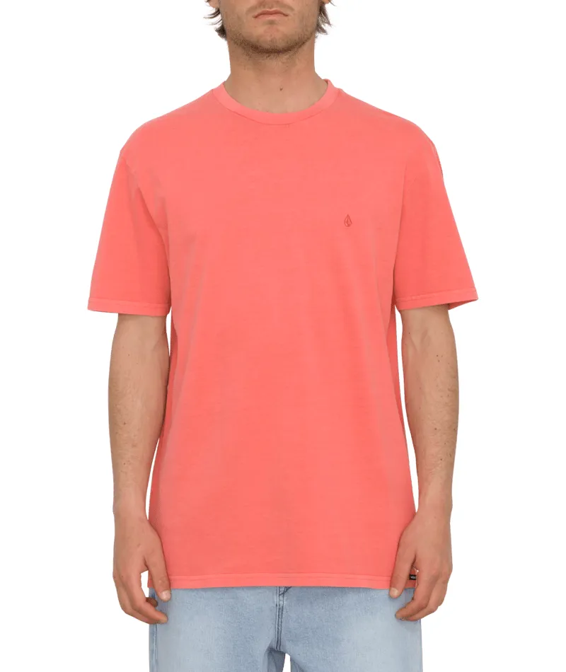 Volcom Solid Stone Short Sleeve Tee Washed Ruby - Mens Red T-Shirt