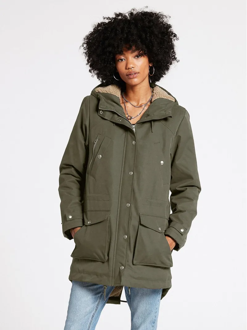 Volcom Walk On By 5K Parka in Army Green