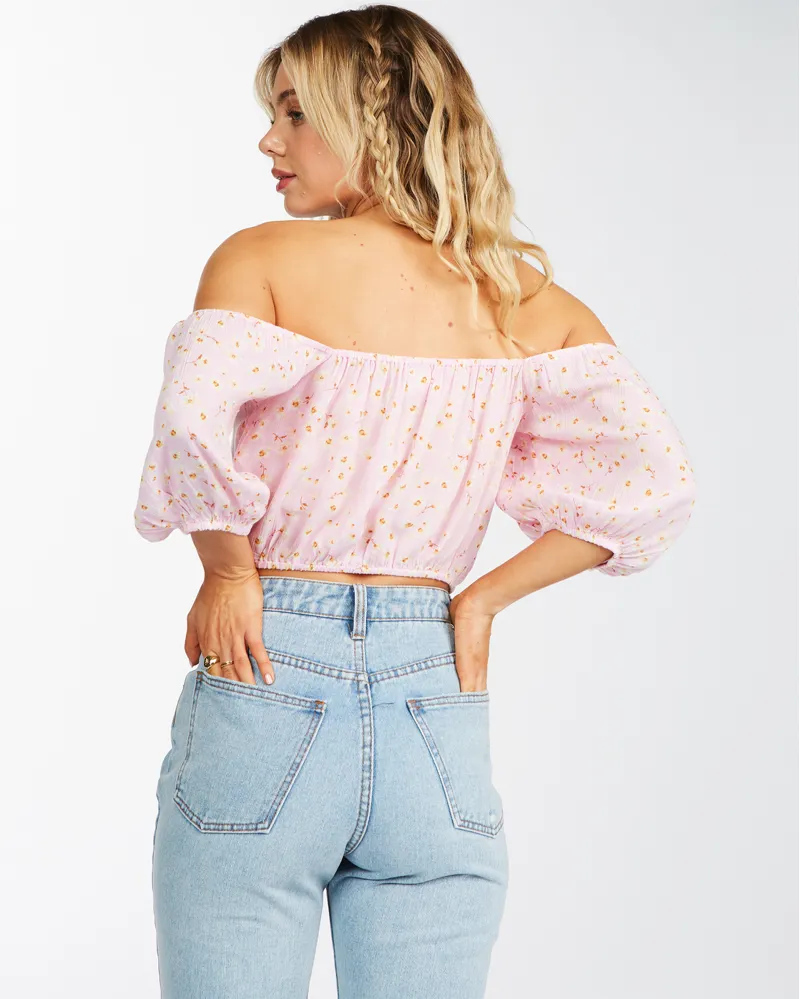 Billabong Sun City Crop Top in Pink Lady-4