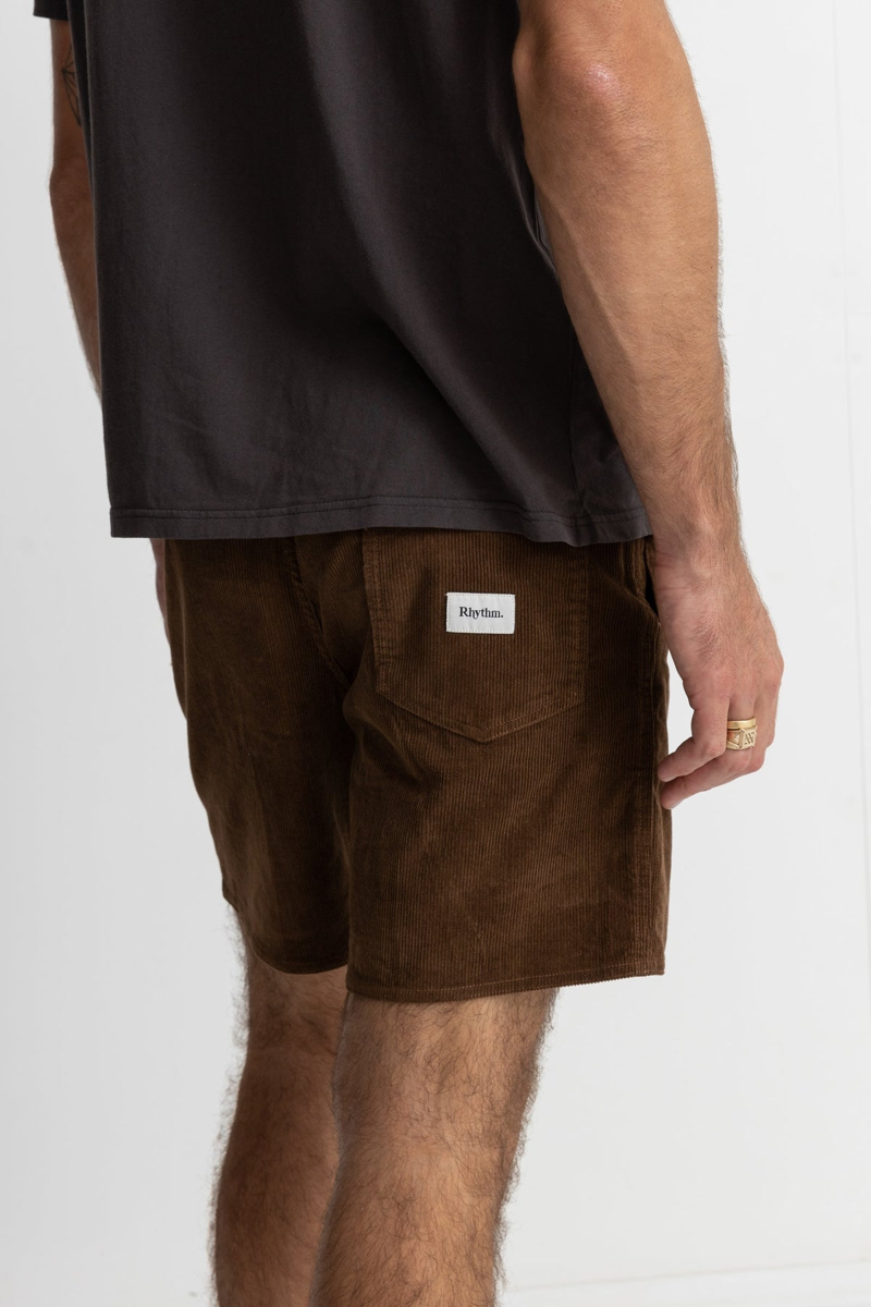 Rhythm Classic Cord Jam Chocolate - Mens Brown Corduroy Shorts-3