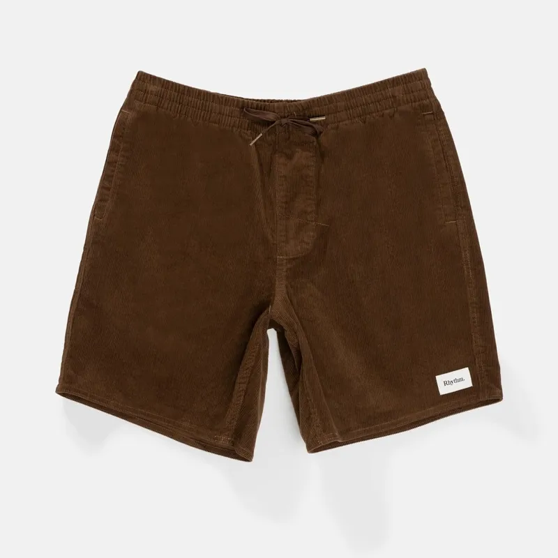 Rhythm Classic Cord Jam Chocolate - Mens Brown Corduroy Shorts