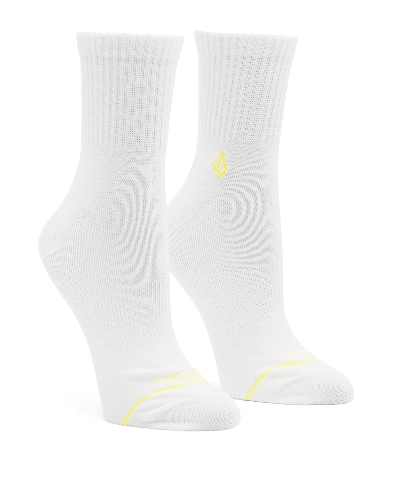 Volcom The New Crew 3 Pack Assorted Crew Socks - Womens Black White-2