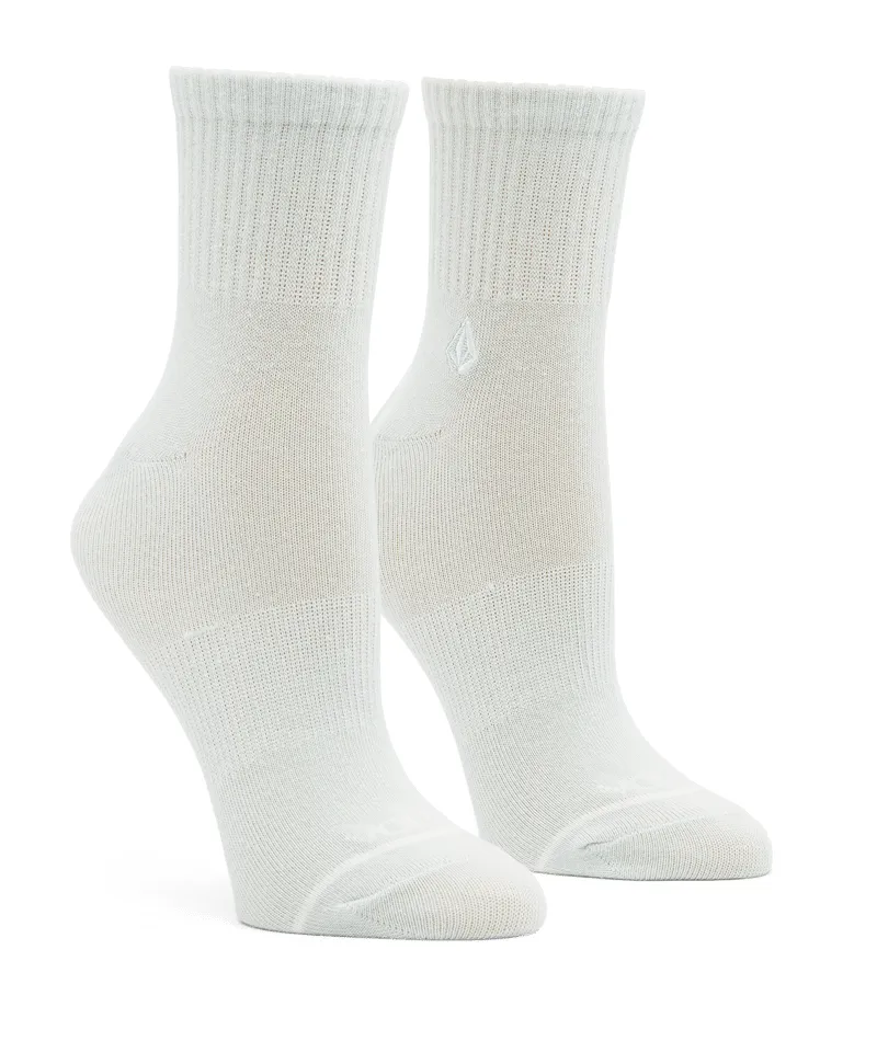 Volcom The New Crew 3 Pack Assorted Crew Socks - Womens Black White-3