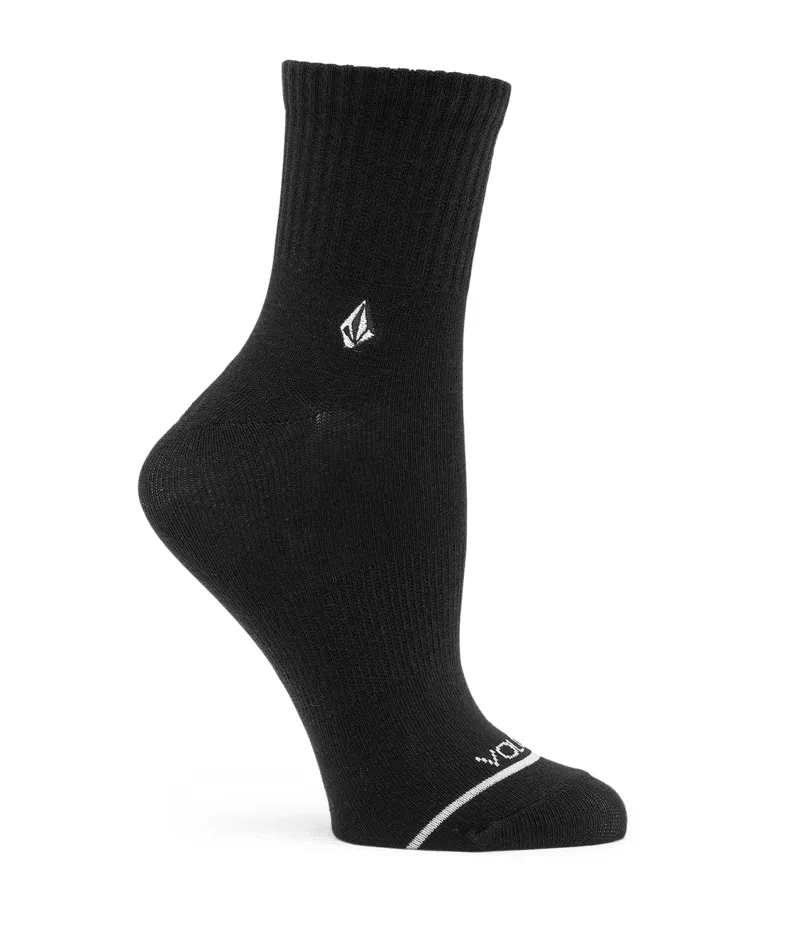 Volcom The New Crew 3 Pack Assorted Crew Socks - Womens Black White-4
