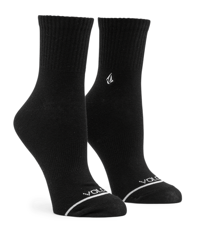Volcom The New Crew 3 Pack Assorted Crew Socks - Womens Black White-1