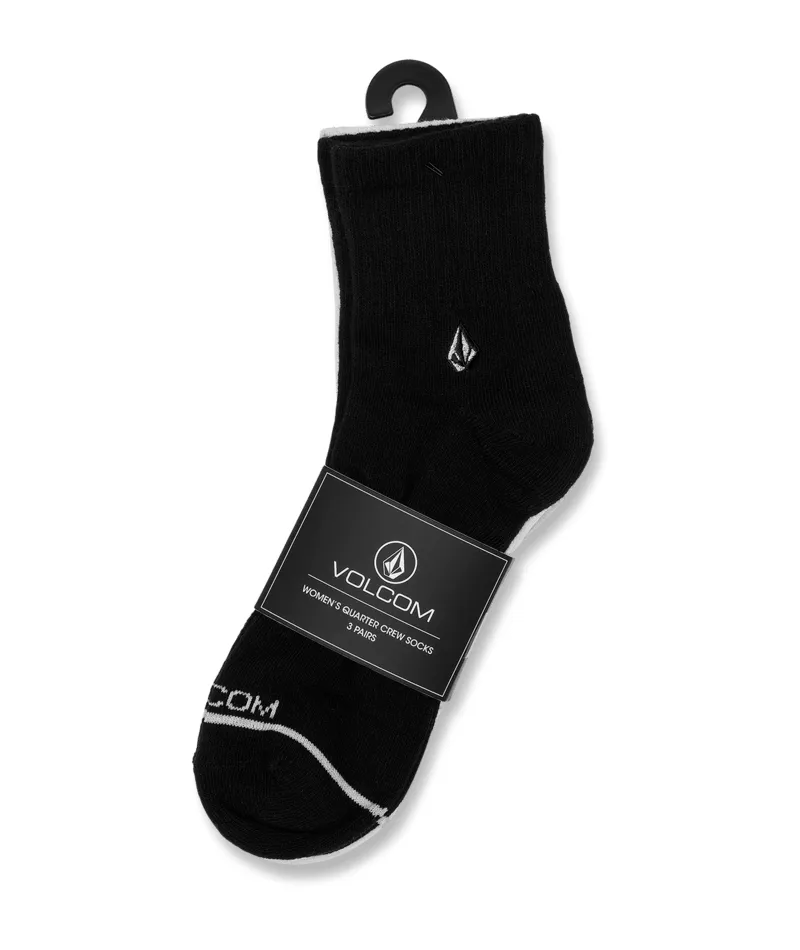 Volcom The New Crew 3 Pack Assorted Crew Socks - Womens Black White