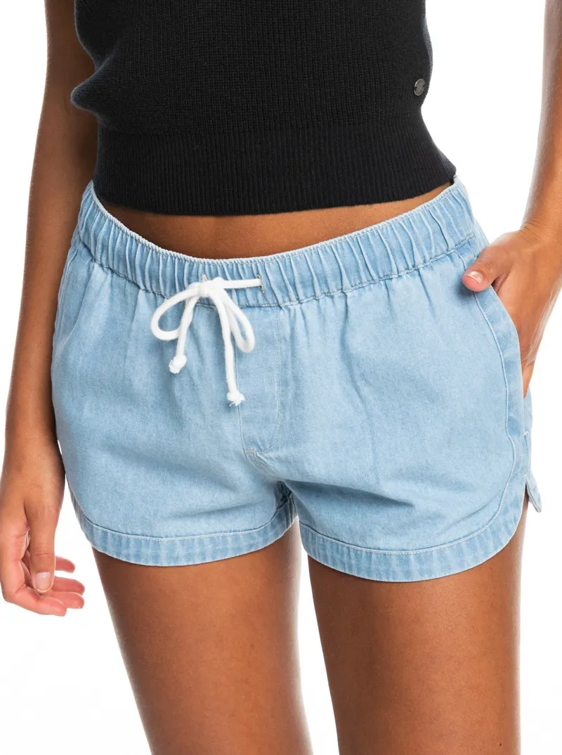 Roxy New Impossible Denim Shorts Light Blue - Womens