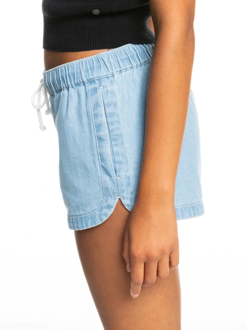 Roxy New Impossible Denim Shorts Light Blue - Womens-1