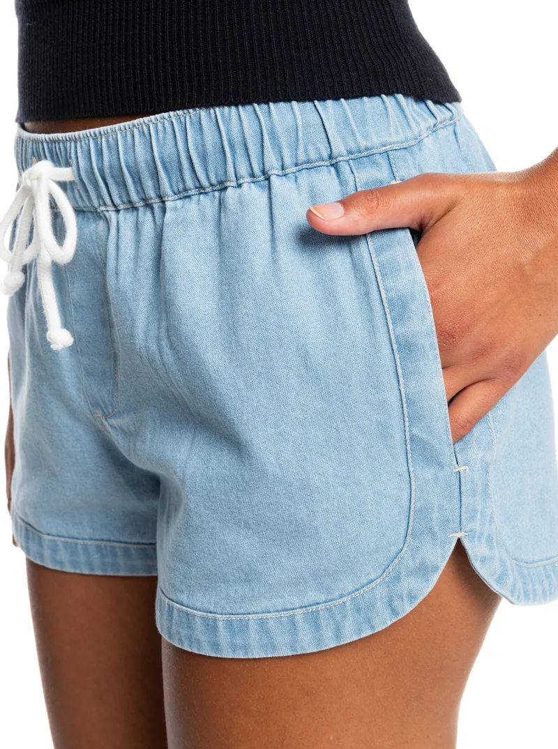 Roxy New Impossible Denim Shorts Light Blue - Womens-2