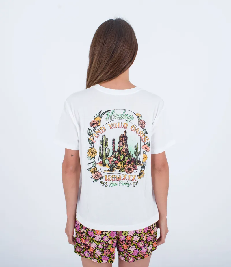 Hurley Live Freely Girlfriend Tee White - Womens T-Shirt