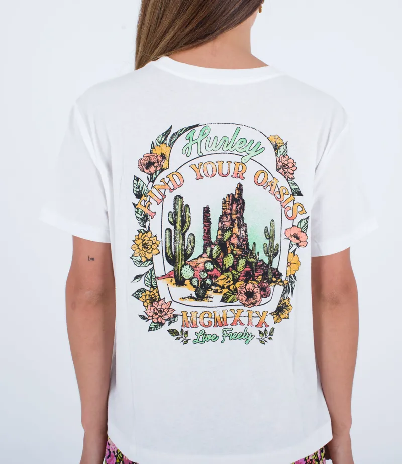 Hurley Live Freely Girlfriend Tee White - Womens T-Shirt-4