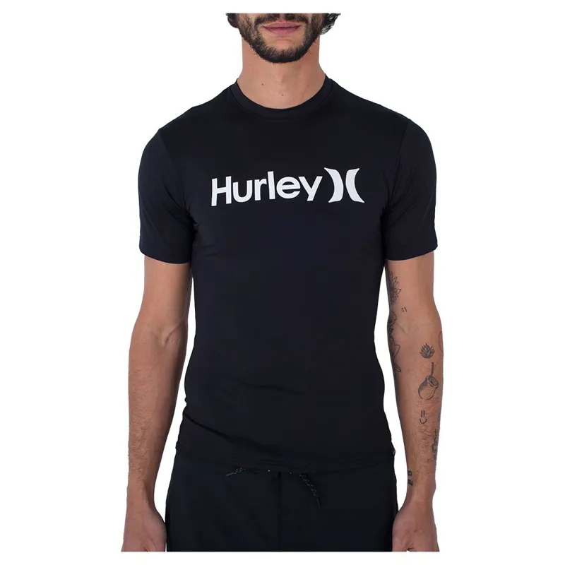 Hurley OAO Quickdry Rashguard Short Sleeve Black - Mens Swim Vest-3