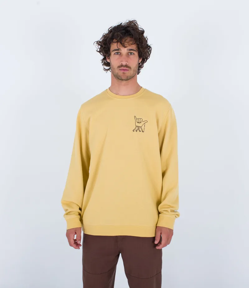 Hurley Doheny Fleece Crew Dusty Cheddar - Mens Yellow Sweatshirt