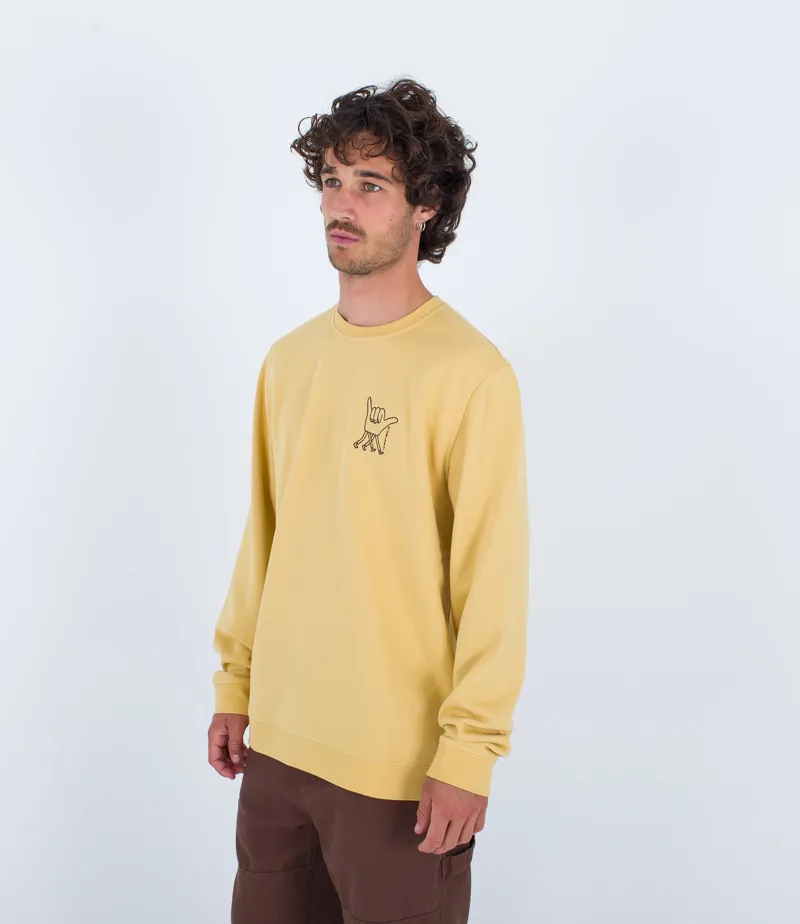 Hurley Doheny Fleece Crew Dusty Cheddar - Mens Yellow Sweatshirt-1