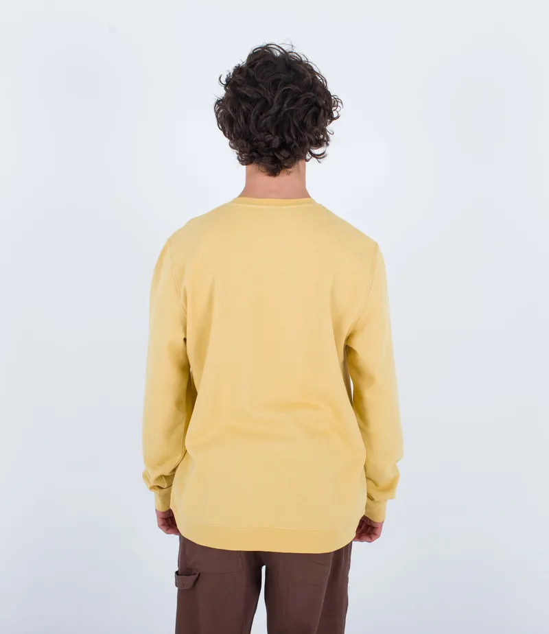 Hurley Doheny Fleece Crew Dusty Cheddar - Mens Yellow Sweatshirt-2