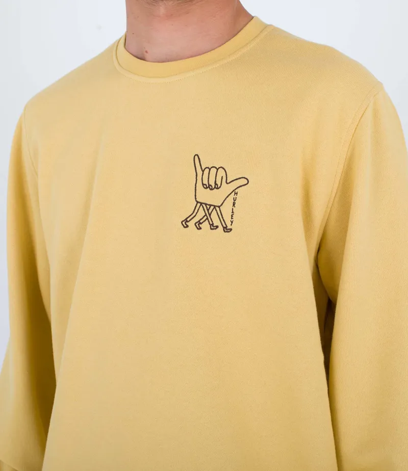 Hurley Doheny Fleece Crew Dusty Cheddar - Mens Yellow Sweatshirt-3