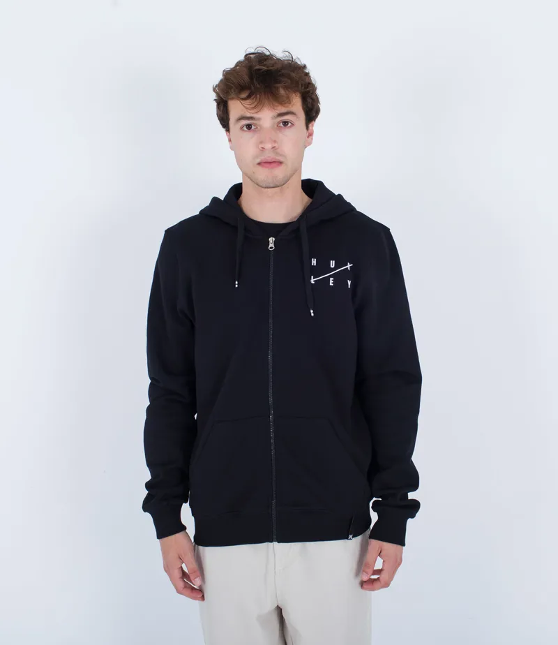 Hurley Slash Zip Hood Black - Mens Sweatshirt