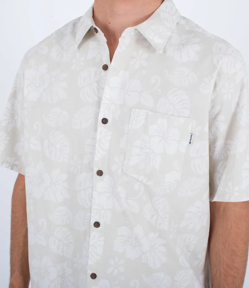 Hurley One And Only Lido Stretch Short Sleeve Bone 2 - Mens White Shirt-3
