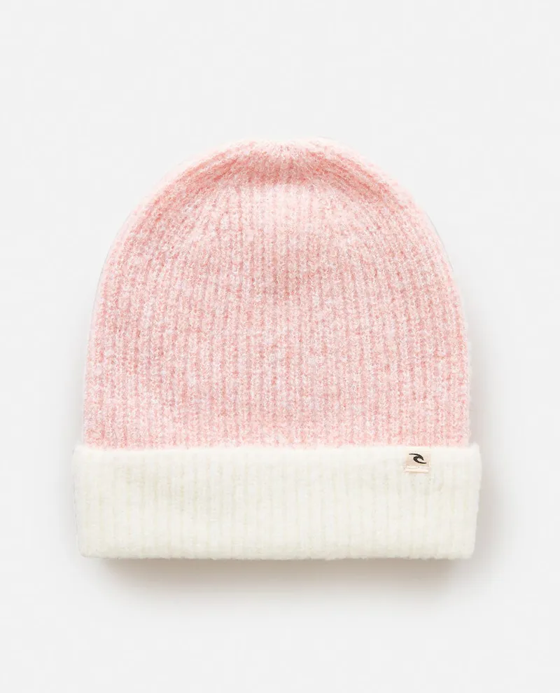Rip Curl 2 Tone Reg Beanie Peach - Girls Pink White Knitted Reversible