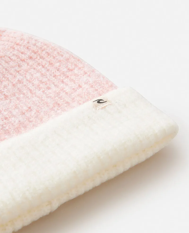Rip Curl 2 Tone Reg Beanie Peach - Girls Pink White Knitted Reversible-2