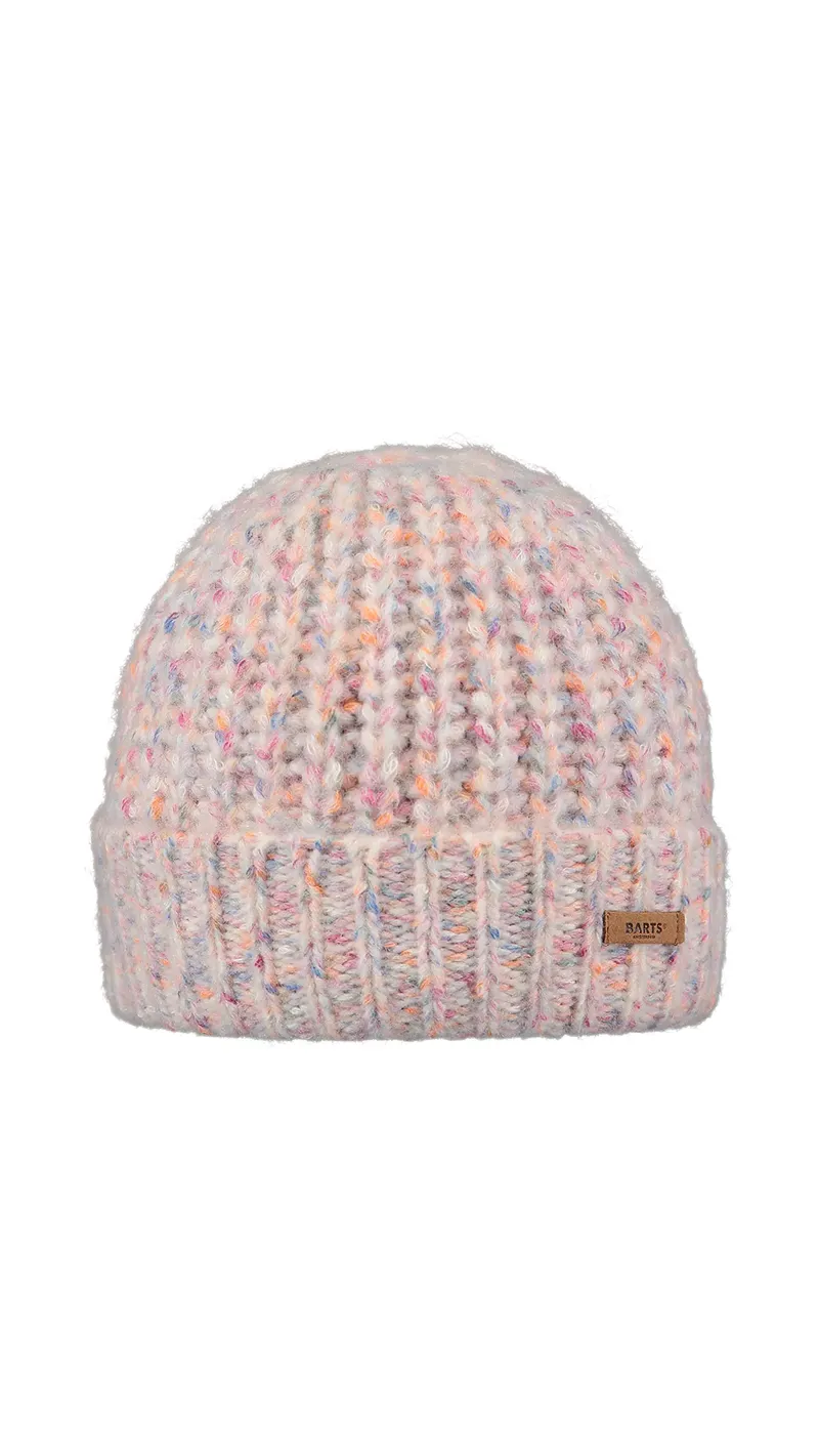 Barts Joye Beanie Cream - Womens White Pink Knitted Hat 
