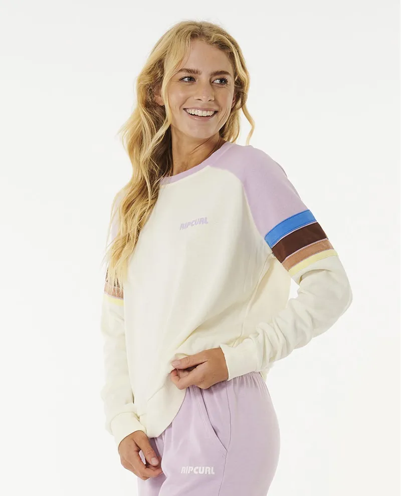 Rip Curl Surf Revival Raglan Crew Fleece Lilac - Womens Purple Sweatshirt-2