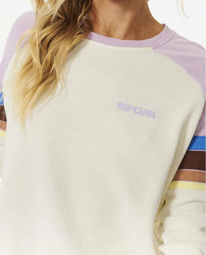 Rip Curl Surf Revival Raglan Crew Fleece Lilac - Womens Purple Sweatshirt-5