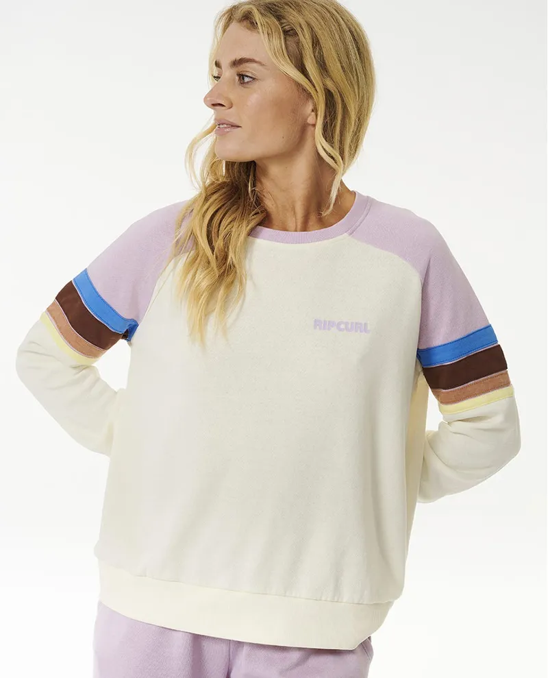 Rip Curl Surf Revival Raglan Crew Fleece Lilac - Womens Purple Sweatshirt-1