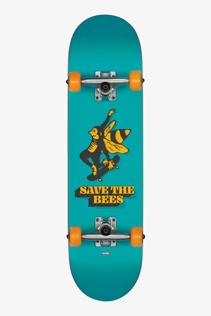 Globe Kids Save The Bees Mid Blue 7.6inch Complete Skateboard