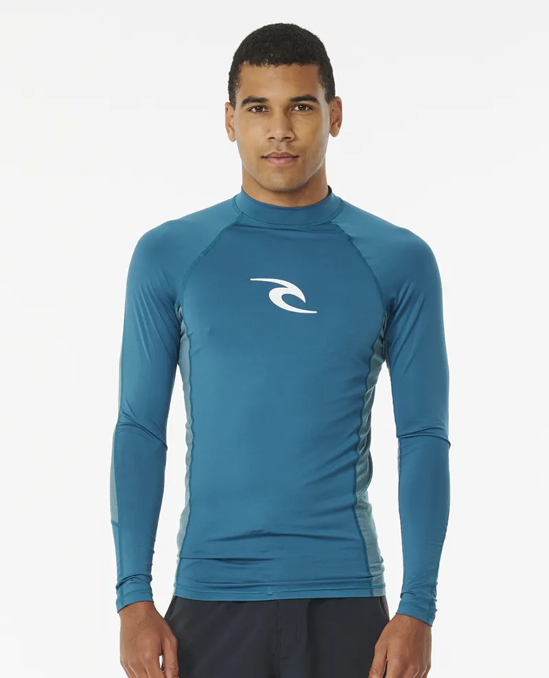 Rip Curl Waves UPF Perf LS Deep Ocean - Mens Blue Rash V