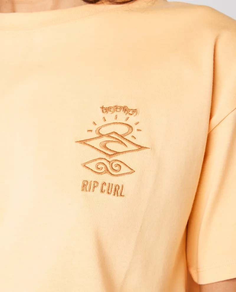 Rip Curl Search Icon Relaxed Tee Orange - Womens T-Shirt-4
