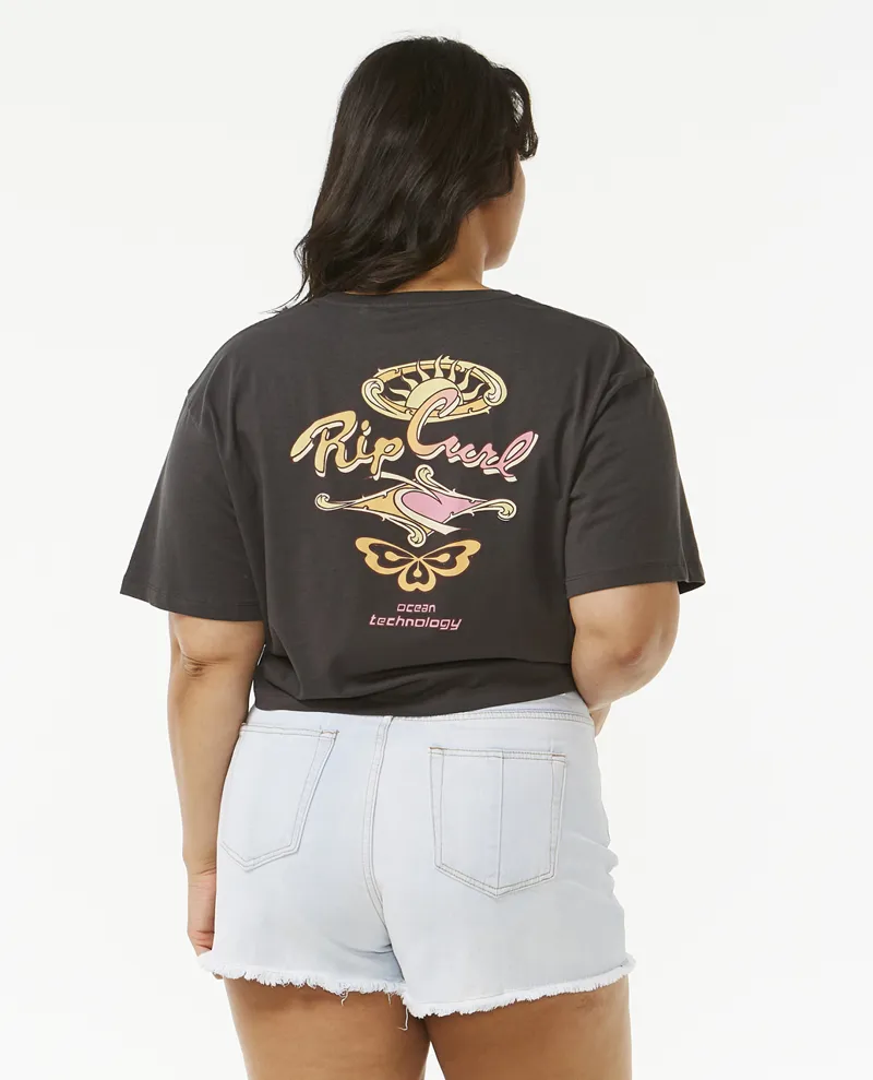 Rip Curl Rolling Curl Crop Tee Washed Black - Womens T-Shirt-2