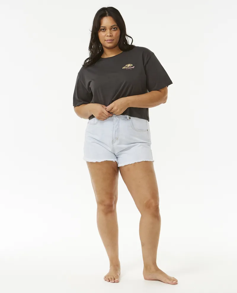 Rip Curl Rolling Curl Crop Tee Washed Black - Womens T-Shirt-3