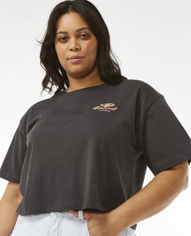 Rip Curl Rolling Curl Crop Tee Washed Black - Womens T-Shirt-5