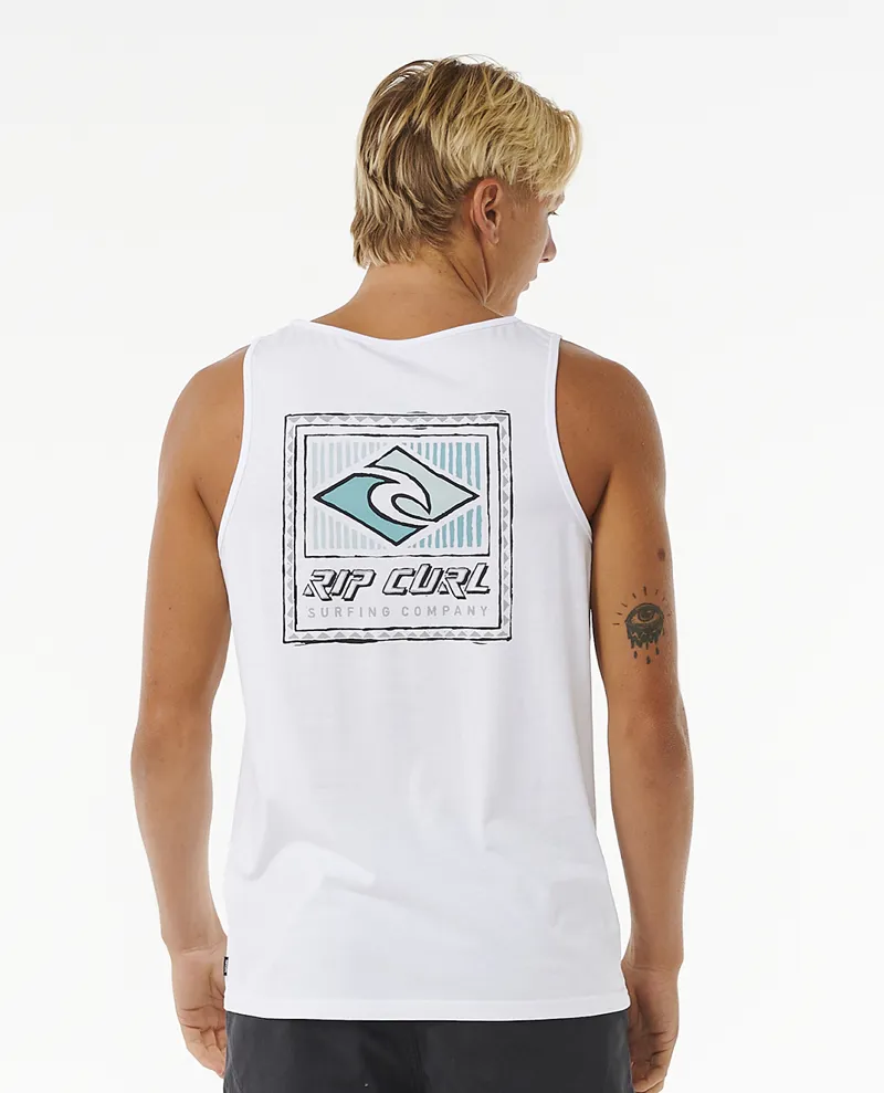 Rip Curl Traditions Tank Optical White - Mens Vest Top-2