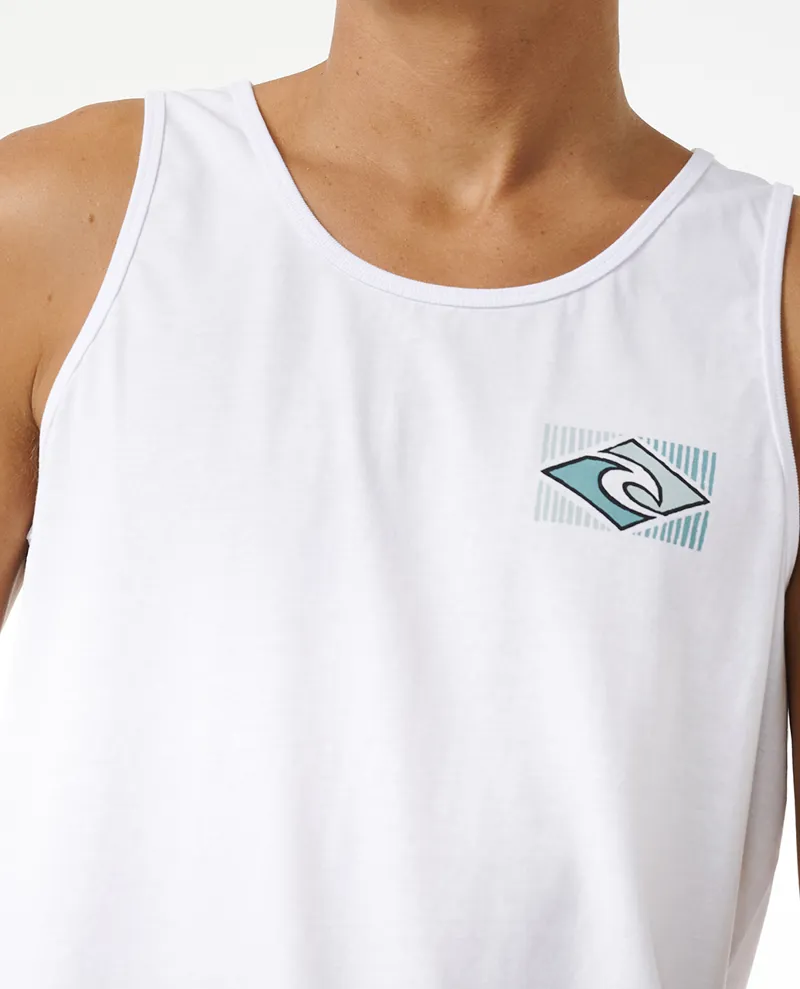 Rip Curl Traditions Tank Optical White - Mens Vest Top-4